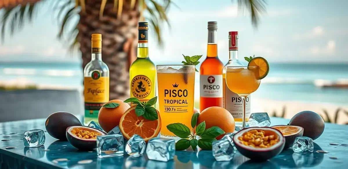 Ingredientes del Pisco Tropical con Maracuyá y Albahaca