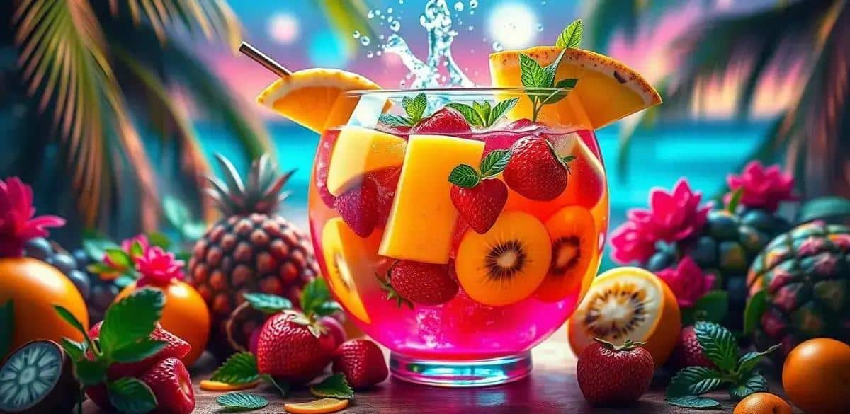 Ingredientes del Ponche de Ron con Frutas Tropicales