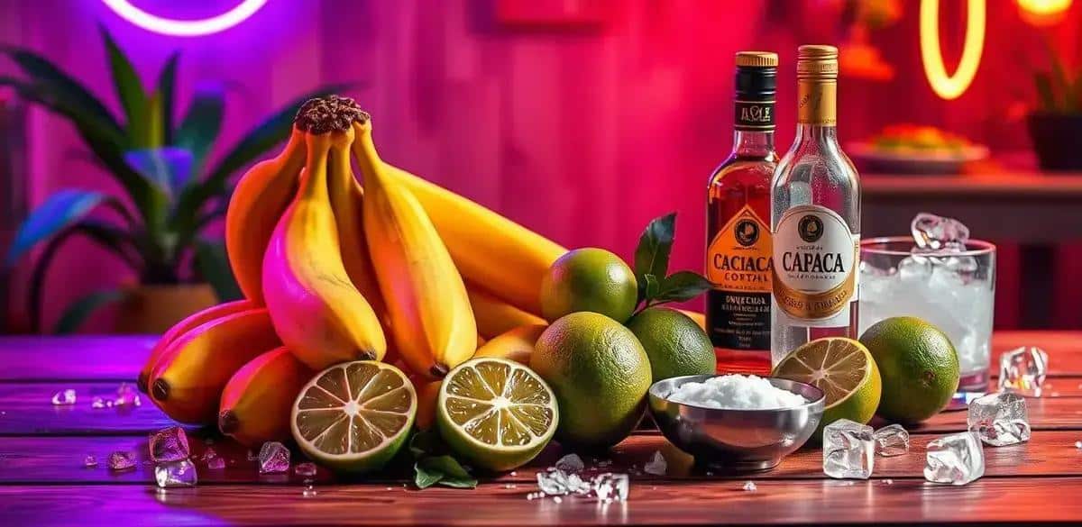 Ingredientes necesarios para la Caipiroska de plátano