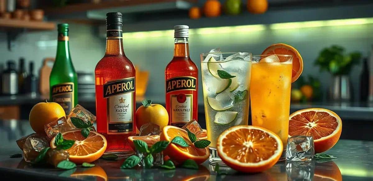 Ingredientes para Aperol con soda de manzana verde