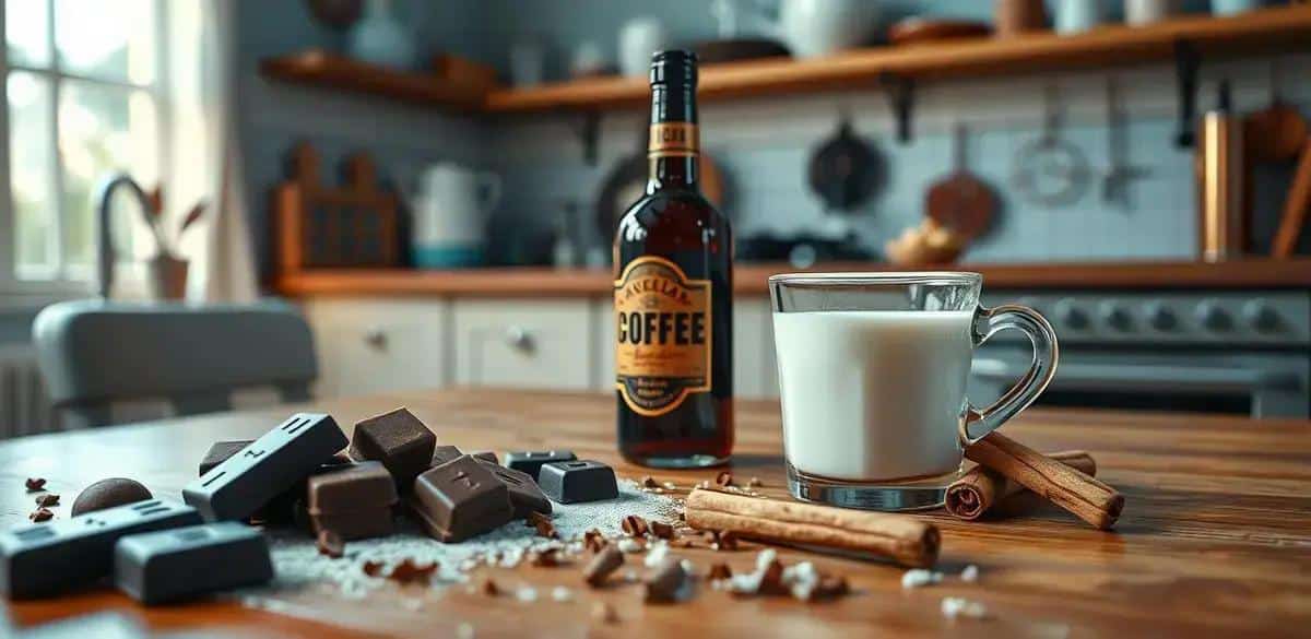 Ingredientes para chocolate con licor de café y canela