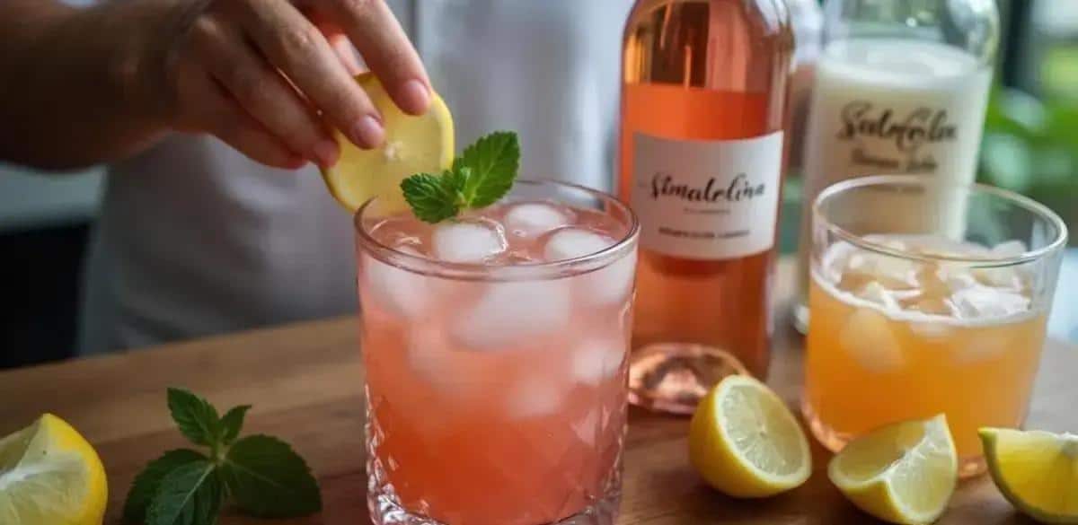 Ingredientes para el Vino rosado con soda de limón siciliano