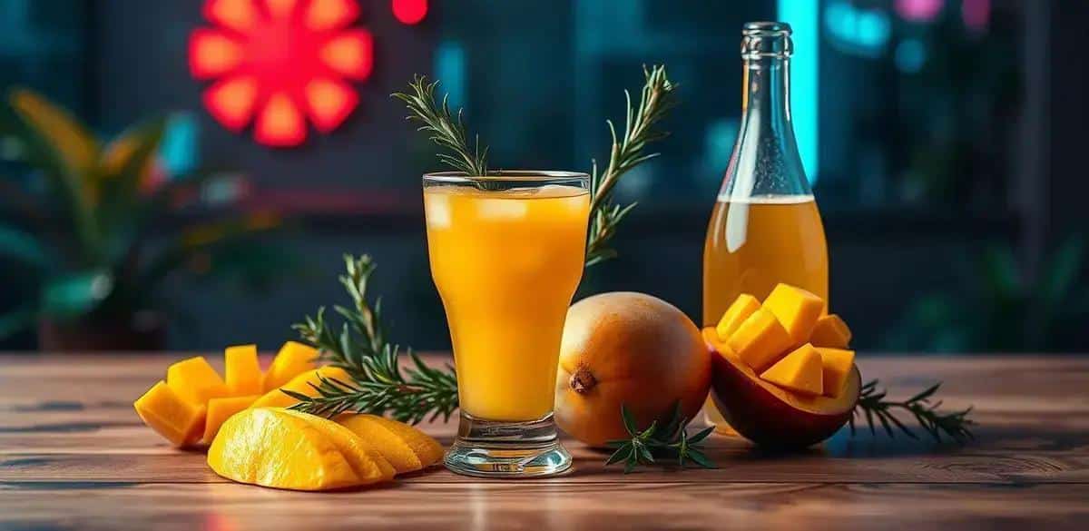 Ingredientes para Espumante con Jugo de Mango y Romero