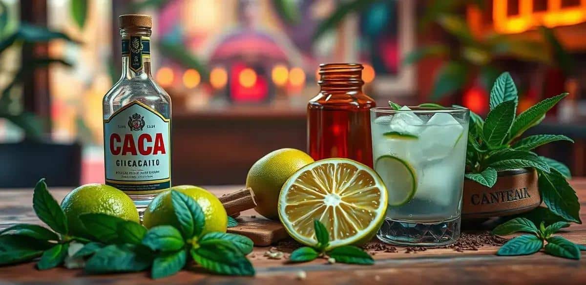 Ingredientes para preparar cachaça con lima y melaza de caña