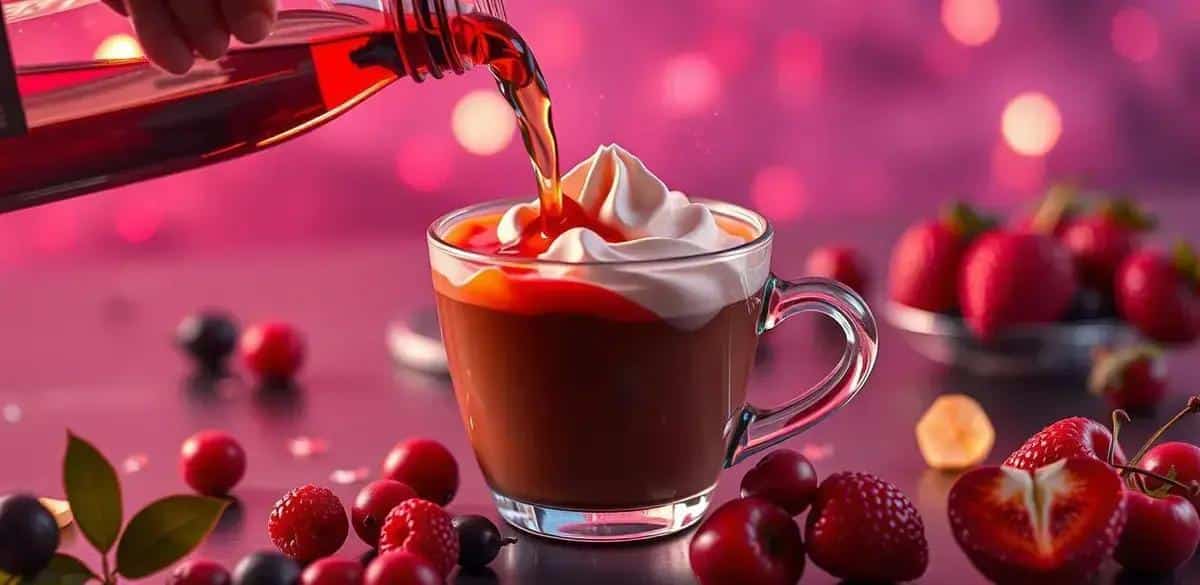 Método de preparación del Café con licor de frutas rojas y crema batida