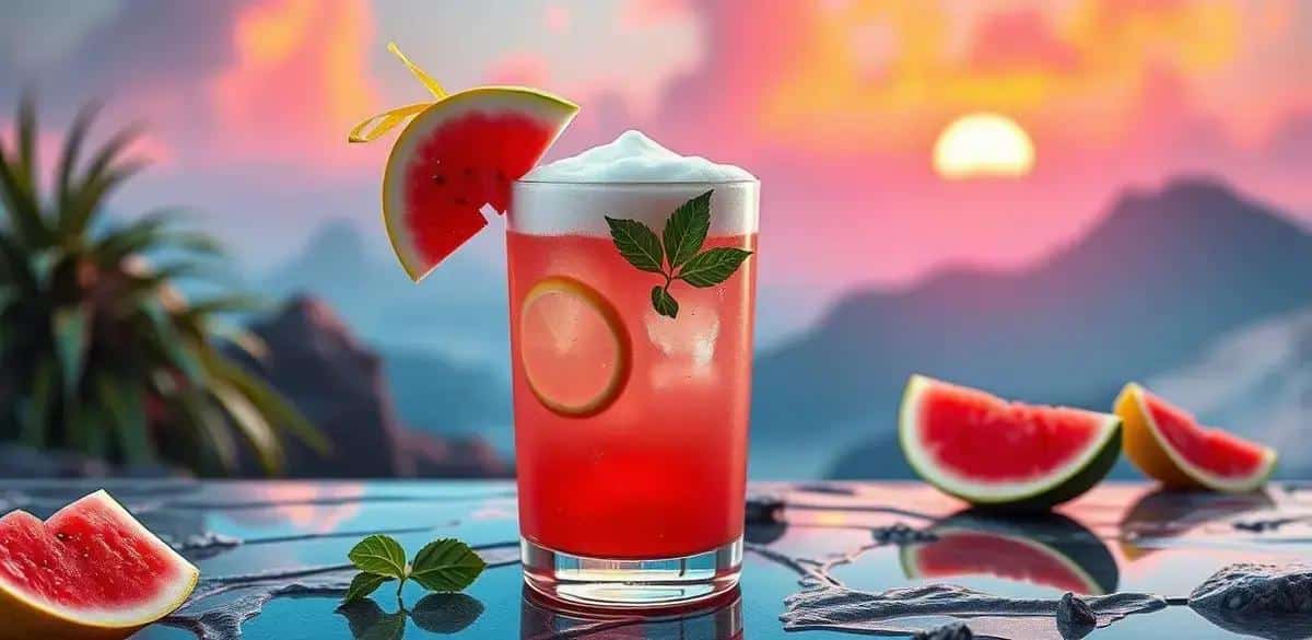 Mocktail de Sandía com Espuma de Limón: Refresque-se Este Verão