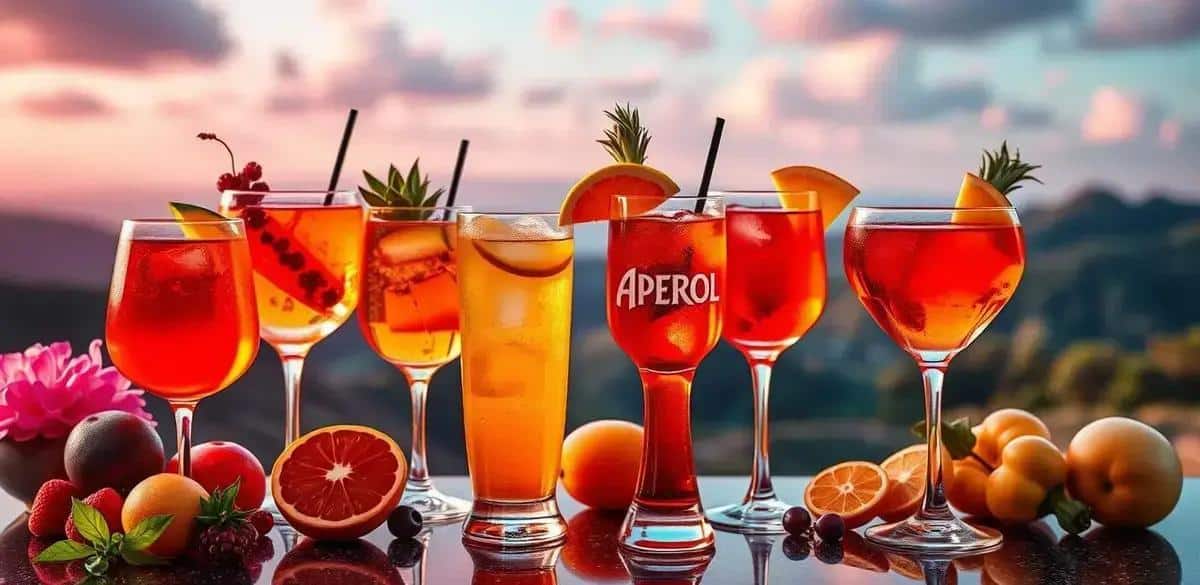 Variaciones del cóctel Aperol con soda de manzana verde