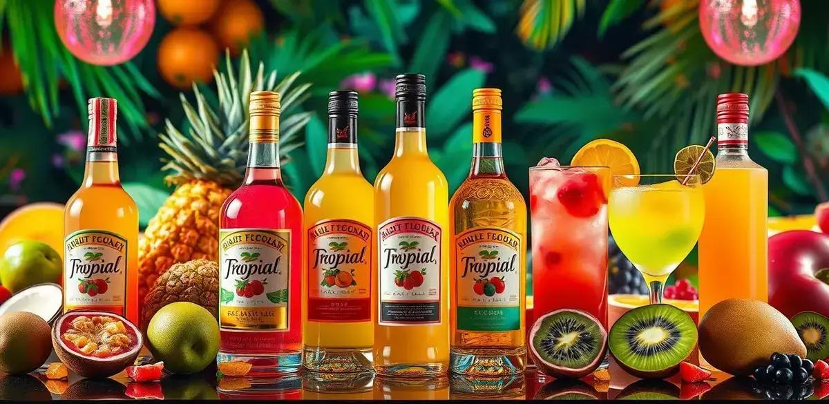 Variedades de licor de frutas tropicales